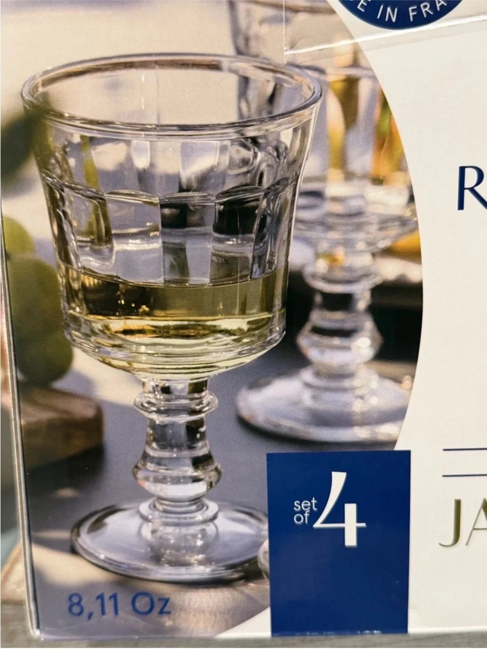 La Rochere JACQUES Wine Glasses Set 4 - French Pressed Glass 8.11 oz